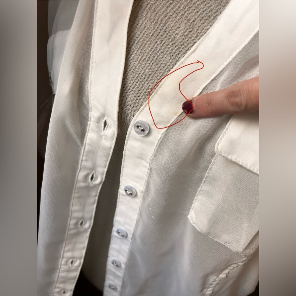 Double Zero Sheer White Button Down Top Size Small - Picture 5 of 14